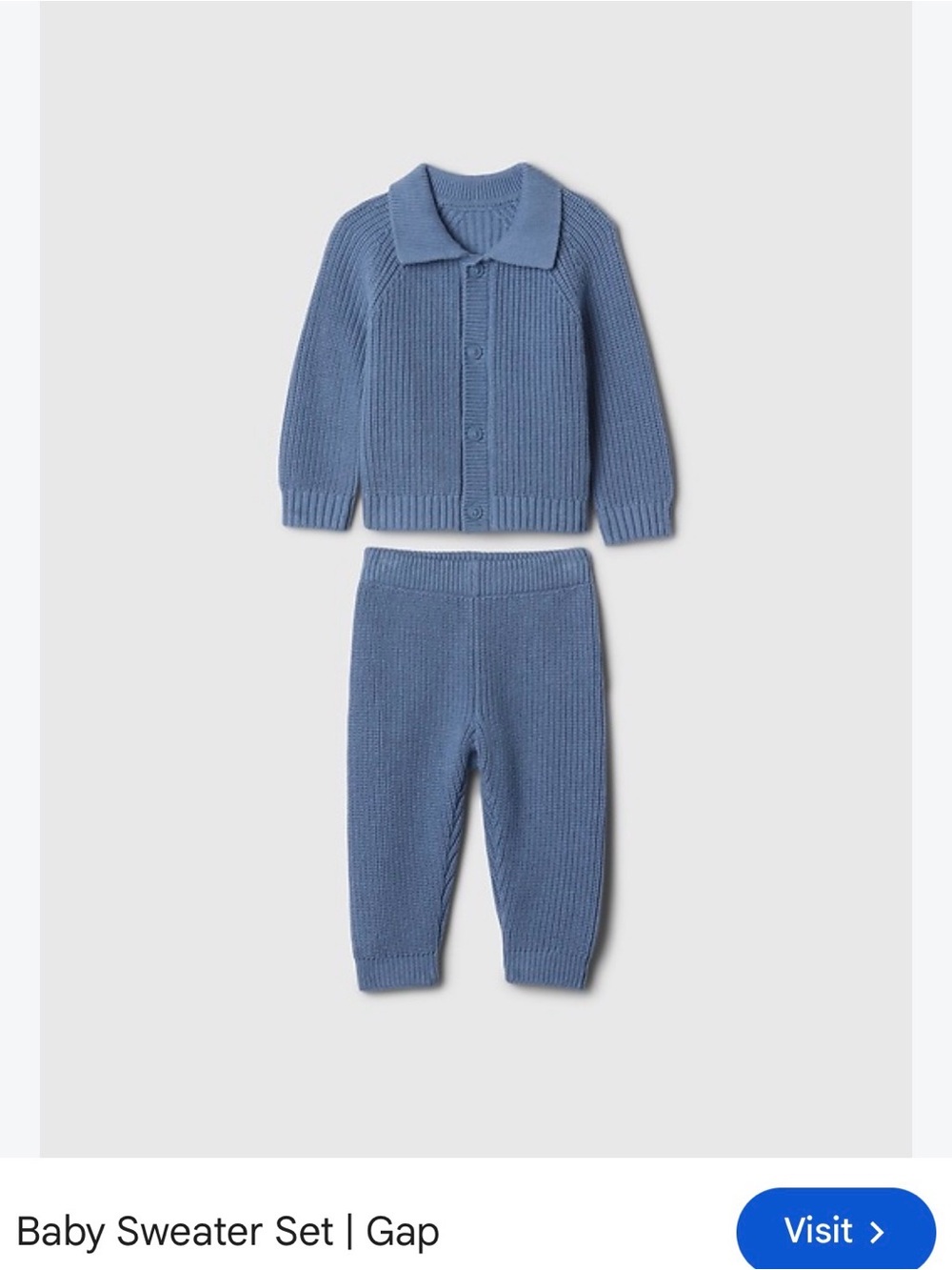 GAP Baby Knit Cardigan and Pants Set in Blue 6-12 month brand new